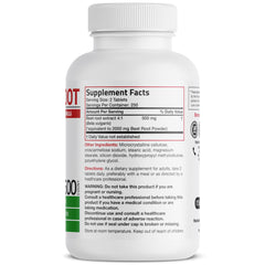 Bronson Beet Root label close-up highlighting vegan and non-GMO formula