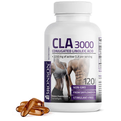 Bronson CLA 3000 bottle label shows extra high potency convenient serving
