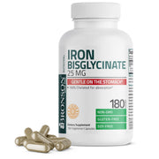 Bronson Iron Bisglycinate 25 mg capsule closeup; gentle on stomach