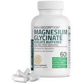 Bronson Magnesium Glycinate bottle label highlights non-GMO formulation for daily use.