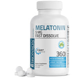 Bronson Melatonin 5mg bottle shows fast-dissolve lozenges for a calm wind-down.