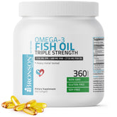 Bronson Omega 3 triple-strength bottle displaying high EPA and DHA profile