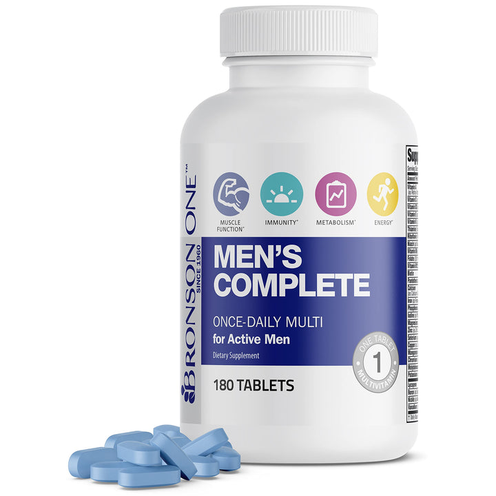 Bronson ONE daily multivitamin bottle front view showing daily energy support