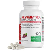 Bronson Resveratrol 500 Complex bottle front view for daily wellness.