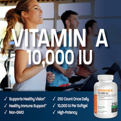 Closeup of Bronson Vitamin A label highlighting non-GMO quality.