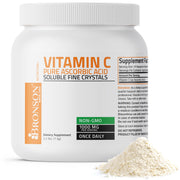 Bronson Vitamin C powder crystals close-up, pure non-GMO ascorbic acid for daily immune support