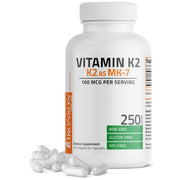 Bronson Vitamin K2 MK-7 bottle front may support calcium distribution in the body.