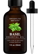 Brooklyn Botany Basil Essential Oil bottle for uplifting aromatherapy sessions