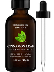 Brooklyn Botany Cinnamon Leaf Essential Oil in amber bottle ready for diffusion.