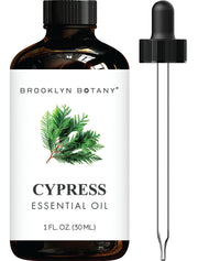 Brooklyn Botany Cypress oil bottle with dropper for precise aromatherapy.