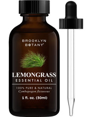 Brooklyn Botany Lemongrass Oil bottle with dropper for precise aromatherapy usage