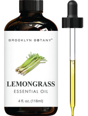 Brooklyn Botany Lemongrass Oil bottle in amber glass preserving potency for aromatherapy.