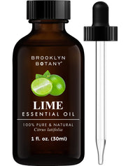 Brooklyn Botany Lime essential oil bottle with pure citrus aroma for diffusion.