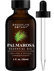 Brooklyn Botany Palmarosa oil bottle ready for aromatherapy and diffuser use.