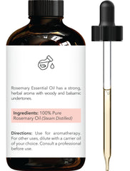 Amber glass bottle protects rosemary oil and preserves potency