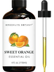 Brooklyn Botany Sweet Orange Oil bottle; uplifting aromatherapy and room fragrance.