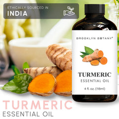 Brooklyn Botany Turmeric Oil bottled in USA with amber glass protection.