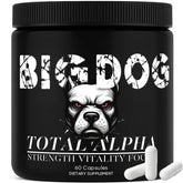 Bruiseweed Big Dog 3-in-1 Total Alpha bottle for steady daily energy.