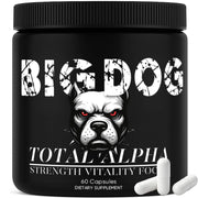 Bruiseweed Big Dog 3-in-1 Total Alpha bottle for steady daily energy.