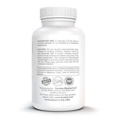 Bruizex label detail showing trypsin and chymotrypsin ingredients and benefits