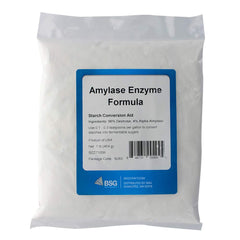 BSG Amylase Enzyme Formula 1 lb powder closeup highlighting fine texture for liquefaction-ready starch
