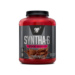 BSN SYNTHA-6 EDGE chocolate protein bottle shows creamy flavor and smooth shake