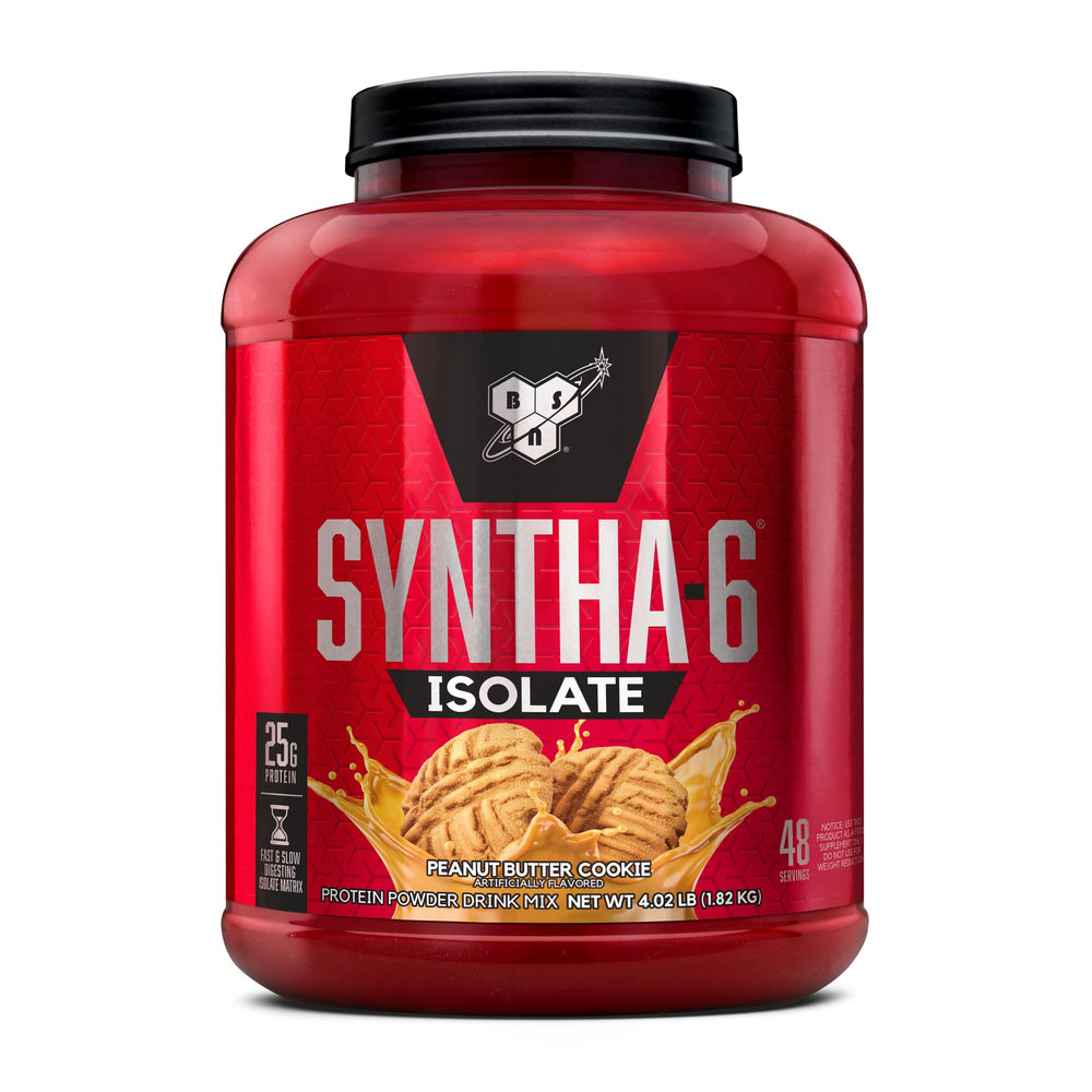 BSN SYNTHA-6 ISOLATE tub front view, premium protein option for post-workout recovery