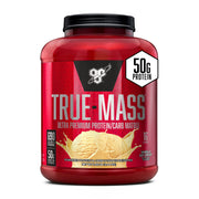 BSN TRUE-MASS bottle shown for mass-building nutrition before workouts