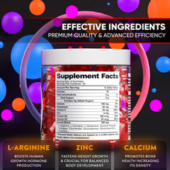 BTQ Biotequelab height growth formula featuring calcium, magnesium, and zinc for bone health.