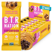 B.T.R. Nation peanut butter chocolate chip bliss bar, protein-packed keto snack.