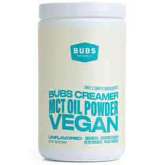 BUBS Naturals MCT Oil Powder bottle front for quick, clean energy.