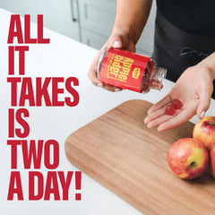 Packaging card reveals 1000mg ACV per serving with B vitamins for daily vitality.