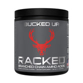 Bucked Up BCAA RACKED Blood Raz tub highlights post-workout recovery and lean muscle support.