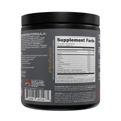 Bucked Up BCAA RACKED flavor label emphasizes plant-based sourcing and smooth taste.