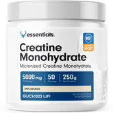 Bucked Up creatine micronized powder bottle for workouts, illustrating premium, easily absorbed support.