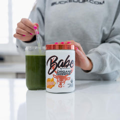 Bucked Up Greens Orange Sunrise ingredients highlight eight greens