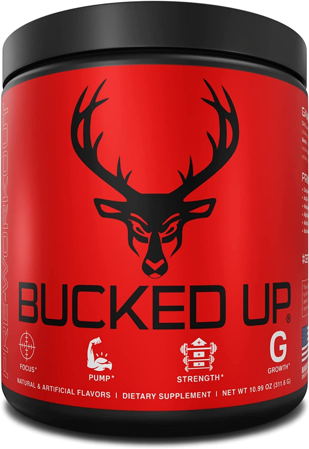 Bucked Up pre workout grape bottle showing bold energy and flavor