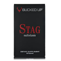 Bucked Up Stag Multivitamin bottle label closeup highlighting the full spectrum formula.