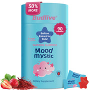 BudLive Kids Munchies saffron bottle for on-the-go calm and mood support.