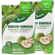 BudLive Soursop Gummies bottle shown, supporting immune wellness with vitamin C and zinc.