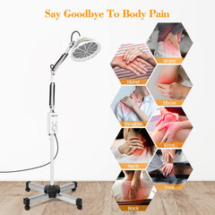 BUIFAC TDP lamp side angle showing adjustable height for seated or lying use.