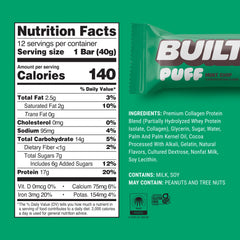 Built Bar Puff Mint Chip bar closeup reveals a smooth, enjoyable texture.