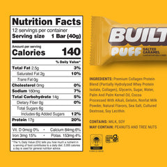 Packaging of Built Bar Puff Salted Caramel shows grab-and-go convenience.