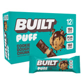 Built Bar Puffs cookie dough chunk pack shows convenient on-the-go protein snack.