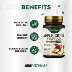 Built by Nature ACV capsules close-up on label showing high potency formula.