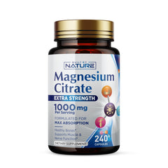 Built by Nature Magnesio Citrato 1000mg en botella, toma fácil para la rutina diaria.
