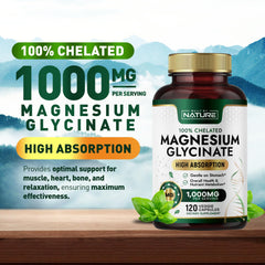 Built By Nature magnesium glycinate capsules close-up highlighting 1000mg dosage.