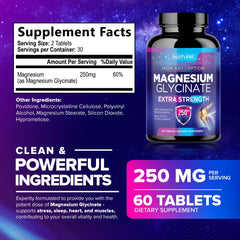 Built By Nature Magnesium Glycinate tablets close-up for high absorption.