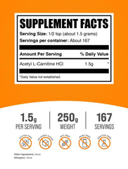 BulkSupplements Acetyl L-Carnitine powder scoop ready for easy servings in shakes.