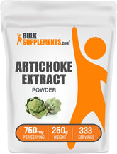 BulkSupplements Artichoke Extract Powder bottle showing label for daily wellness.
